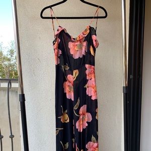 Reformation Black Yvonne Floral Jumpsuit Size 8